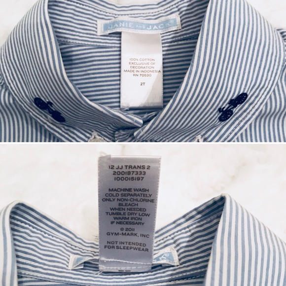Janie and Jack Oxford blue pinstriped Button down - Picture 6 of 8